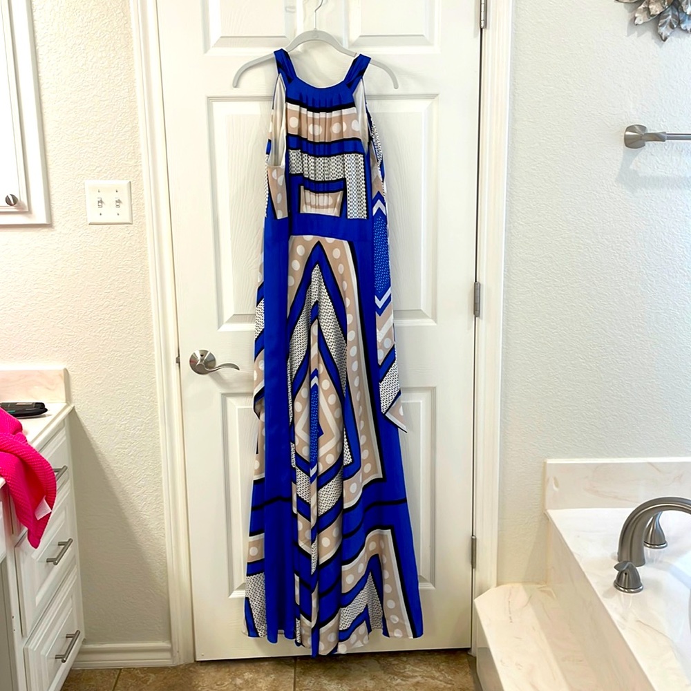 Scarf Print Crêpe de Chine Fit & Flare Maxi Dress ELIZA J✨